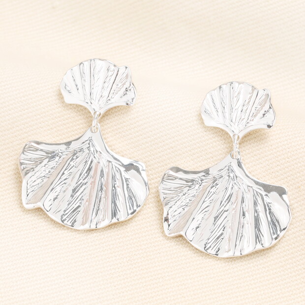 Stainless Steel Ginkgo Drop Earrings