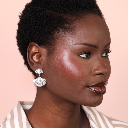 Stainless Steel Ginkgo Drop Earrings