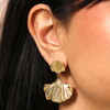 Stainless Steel Ginkgo Drop Earrings in Gold