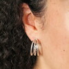 Stainless Steel Hammered Illusion Hoop Earrings in Silver