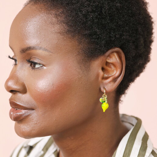 lemon inspired hoop earrings with hinge closure