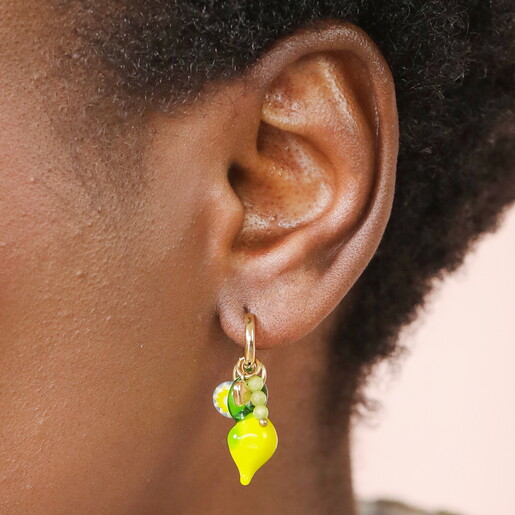 lemon inspired hoop earrings with hinge closure