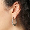 Stainless Steel Oval Hoop Earrings in Silver