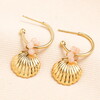 Stainless Steel Shell Charm Hoop Earrings in Gold