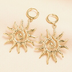 Stainless Steel Sun Hoop Earrings in Gold