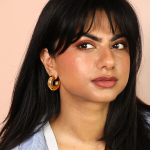 Stainless Steel Wide Hoop Earrings in Gold