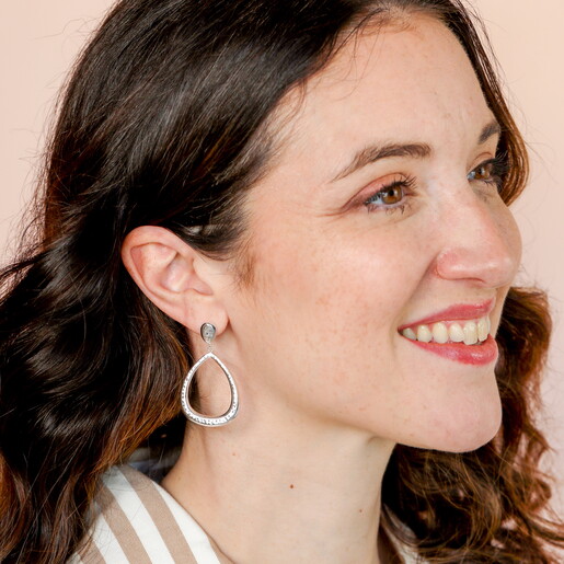 Teardrop Hammered Drop Earrings in Silver