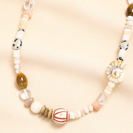 rustic and organic beaded necklace in gold
