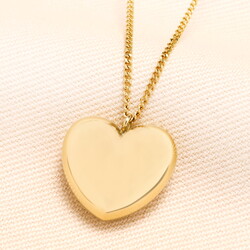 Stainless Steel Heart Pendant Long Chain Necklace in Gold