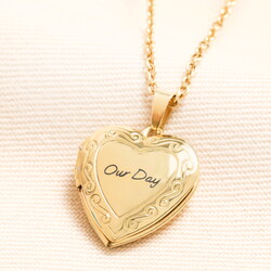 Personalised Message Stainless Steel Heart Locket Necklace in Gold