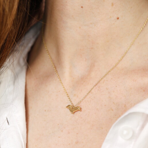 Gold Sterling Silver Sausage Dog Necklace