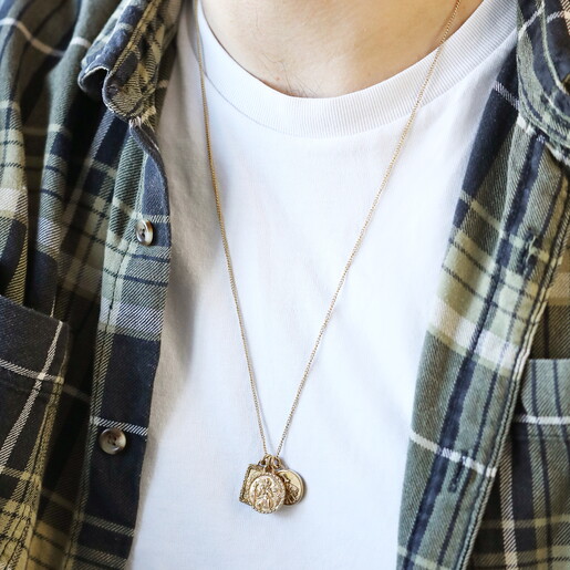 a stylish long chain charm necklace