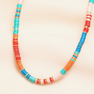 Multicolour Disc Beaded Necklace in Gold