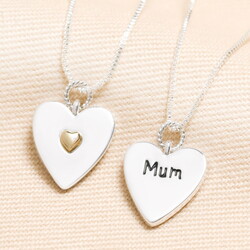'Mum' Heart Pendant Necklace in Silver
