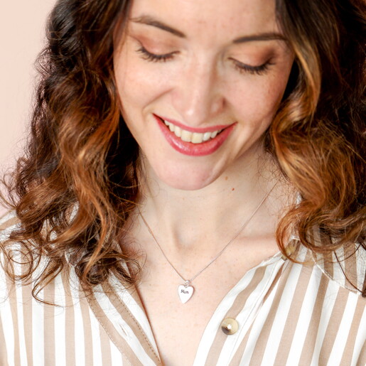 'Mum' Heart Pendant Necklace in Silver