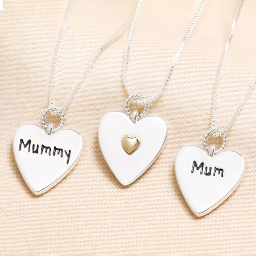 Sterling Silver 'Mumma' Heart Pendant Necklace