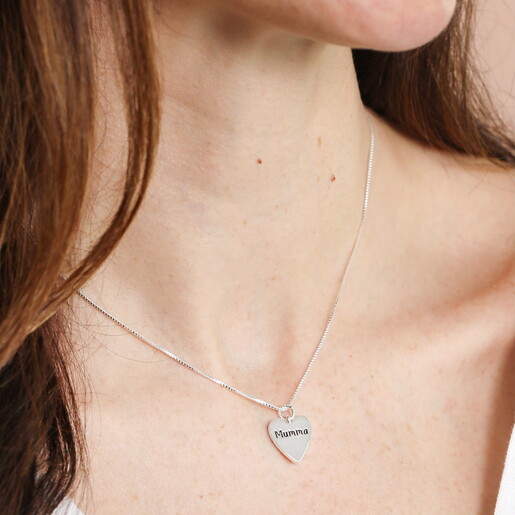 Sterling Silver 'Mumma' Heart Pendant Necklace