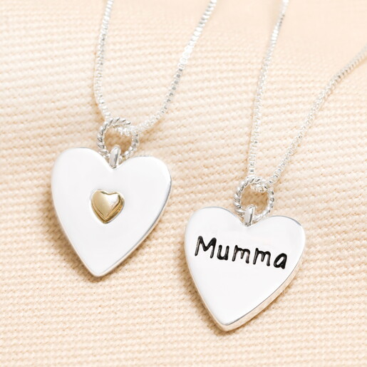 Sterling Silver 'Mumma' Heart Pendant Necklace