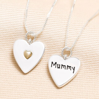 'Mummy' Heart Pendant Necklace in Silver