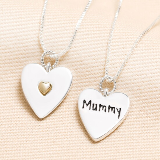 'Mummy' Heart Pendant Necklace in Silver