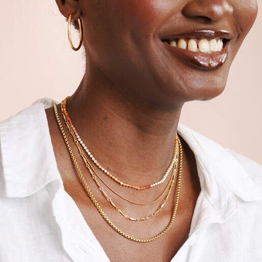 Ombre Beaded Double Layer Necklace in Gold