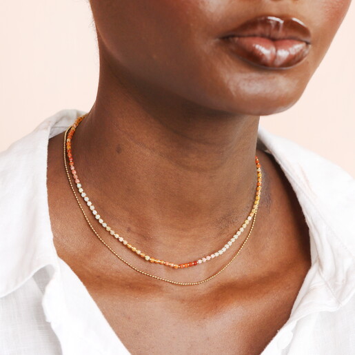 Ombre Beaded Double Layer Necklace in Gold