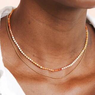 Ombre Beaded Double Layer Necklace in Gold