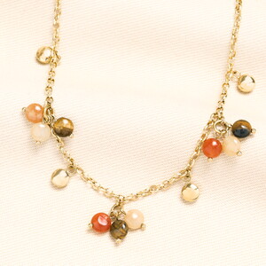 Orange and Brown Charm Necklace in Gold