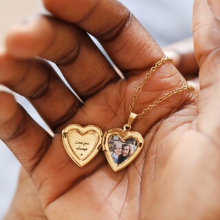 Personalised Initial Stainless Steel Heart Locket Necklace in Gold