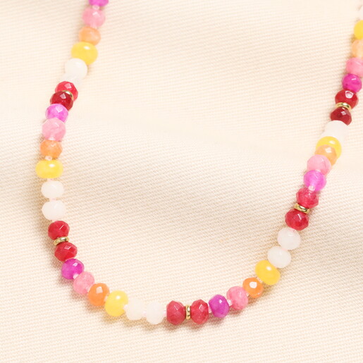beaded necklace in sunset colours