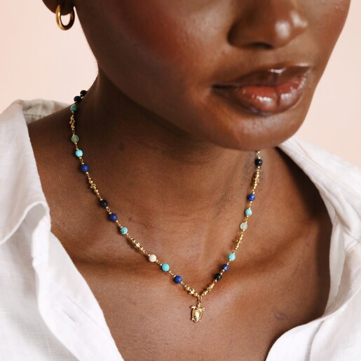 turtle charm necklace in gold
