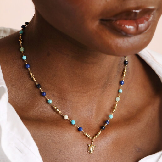 turtle charm necklace in gold