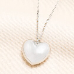 Stainless Steel Heart Pendant Long Chain Necklace in Silver