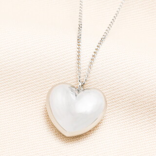 Stainless Steel Heart Pendant Long Chain Necklace in Silver