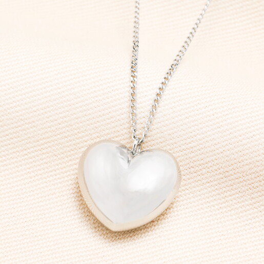 Stainless Steel Chunky Heart Necklace in Silver