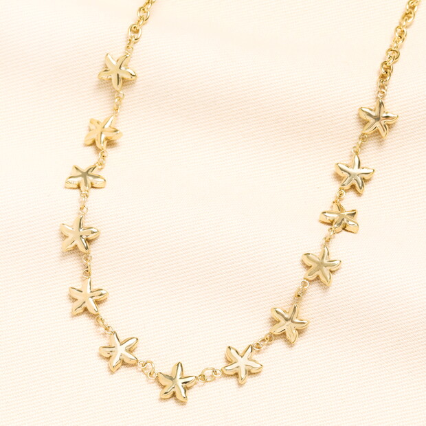 Stainless Steel Starfish Chain Necklace in Gold