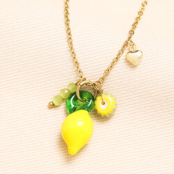 Stainless Steel Lemon Pendant Necklace in Gold