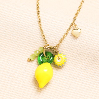 Stainless Steel Lemon Pendant Necklace in Gold