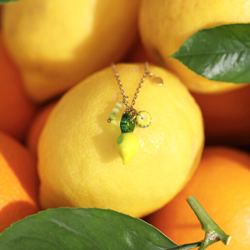 yellow lemon pendant necklace in gold