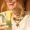 Model Shot of Stainless Steel Chunky Paperclip Chain Necklace in Gold