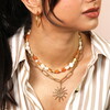 stainless steel semi precious neutral beaded gold