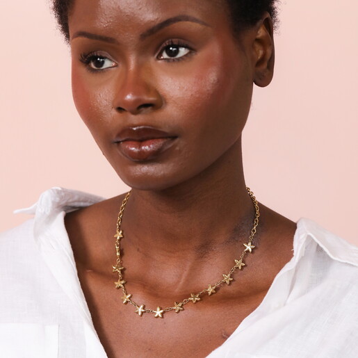 Stainless Steel Starfish Chain Necklace in Gold
