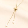 Stainless Steel Starfish and Pearl Pendant Necklace in Gold