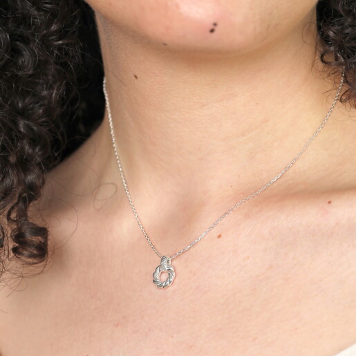 Sterling Silver Halo Knot Pendant Necklace