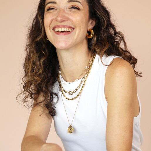 st christopher charms necklace in gold with long versatile chain
