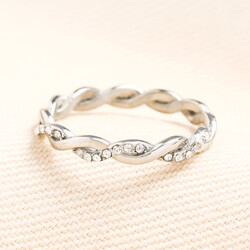 Stainless Steel Twisted Ring in Silver