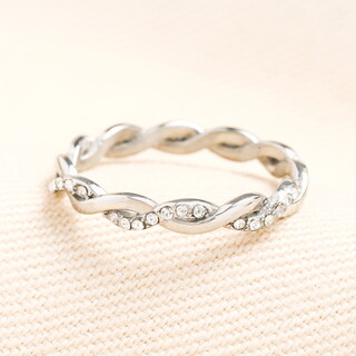 Stainless Steel Twisted Ring in Silver