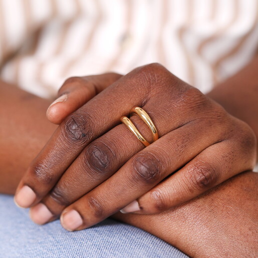 stainless steel illusion ring in gold