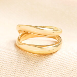 Stainless Steel Double Stacked Illusion Ring in Gold