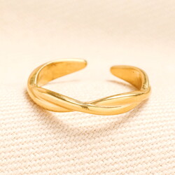 Stainless Steel Twist Toe Ring in Gold